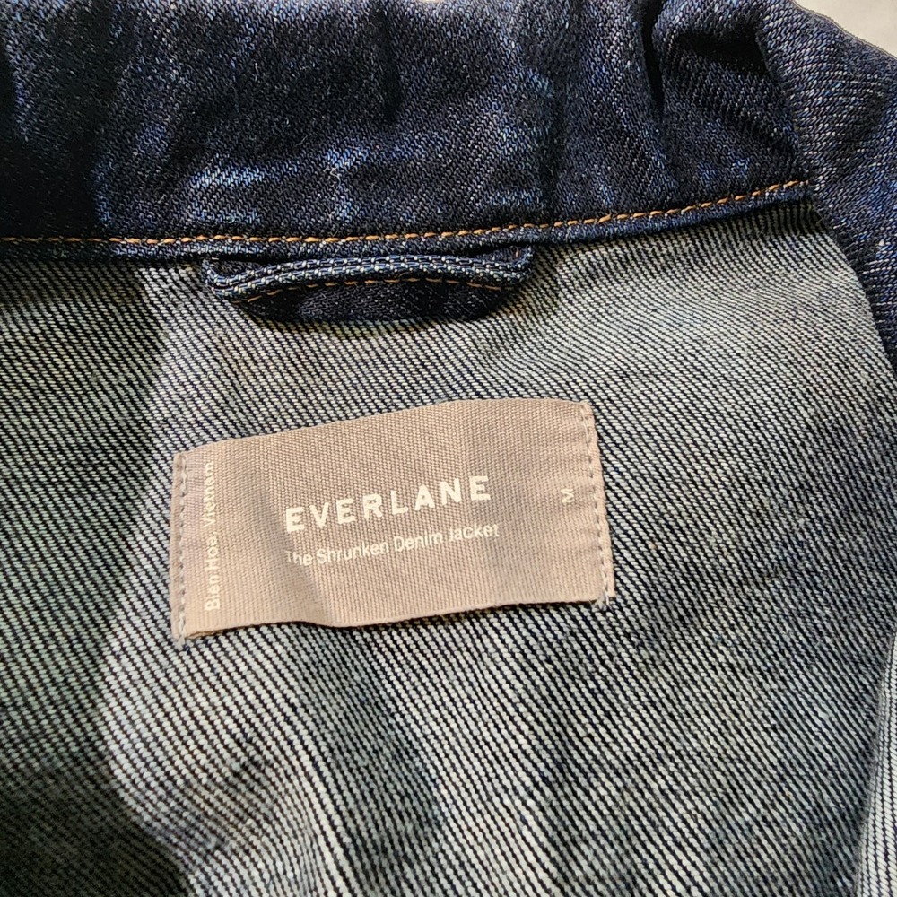 Everlane Jacket Womens Blue The Shrunken Denim Cropped Fit Tailored Cotton MED - Picture 2 of 6